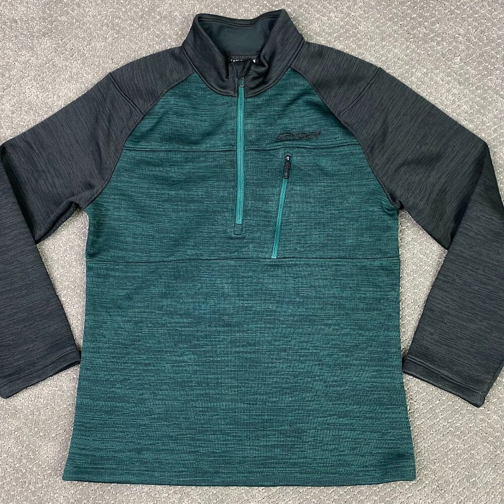 Spyder Encore 1/2 Zip Jacket Sweater Men's Medium Green Black Half 1/4 Zip